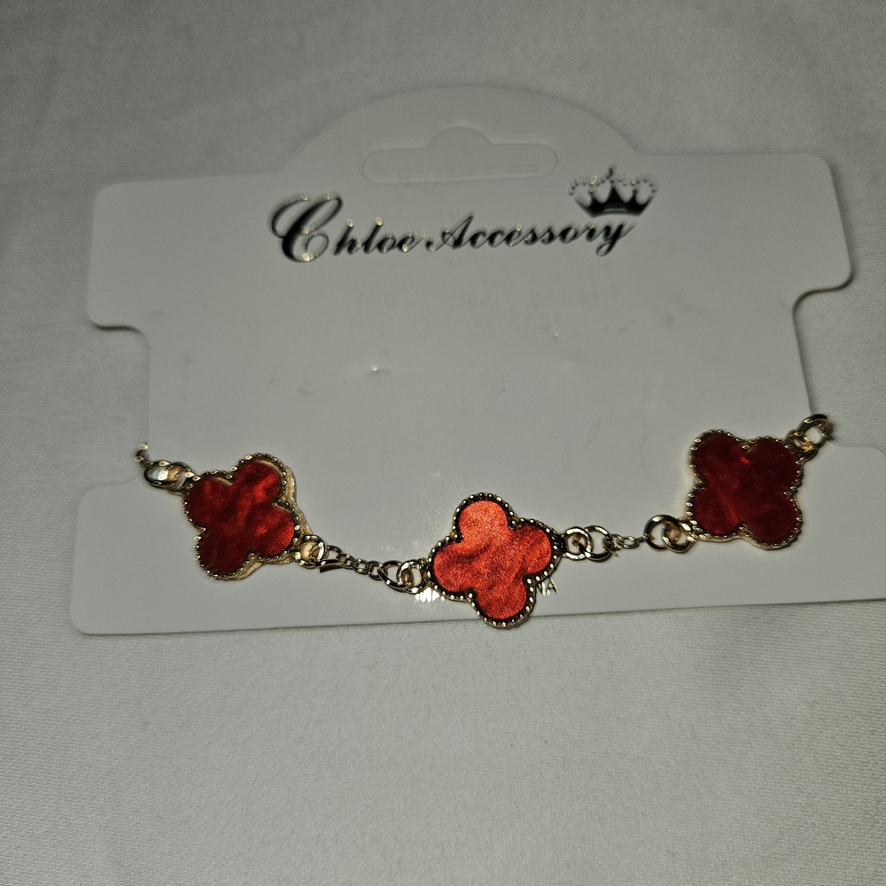 Red And Gold Flower Bracelet